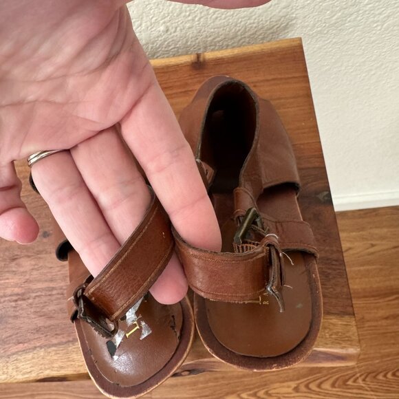 Vintage Ralph Lauren Leather and Wood Peep Toe Heels Size 8.5 - Picture 6 of 10